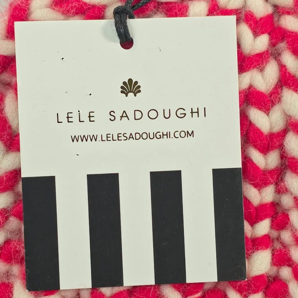 Lele Sadoughi Women Boston Beanie OS Red Melange Handmade Chunky Knit Winter NWT